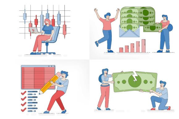 Cartoon Finance Economy and Work Set: Visual Tools for Modern Financial Communication