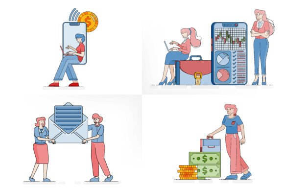 Cartoon Fintech & Work Activity Set