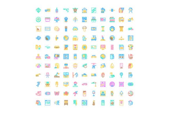 Colorful Linear Flat Icons for Modern Design Projects