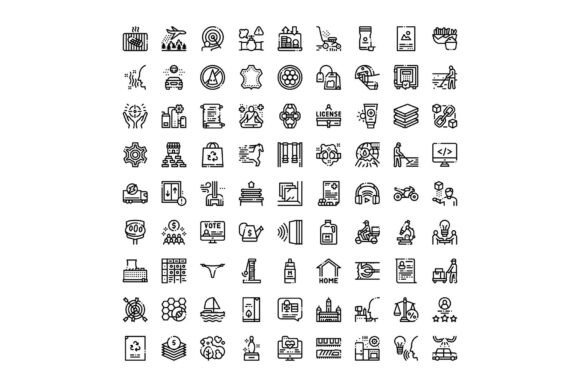Diverse Outline Icons Collection Illustr: A Modern Toolkit for Visual Communication