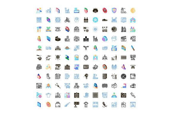 Multicolored Line Icons for Modern Design: A Closer Look at the Collection of Varied Line Icons and Symb