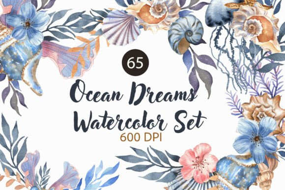 Ocean Dreams Watercolor Set: Elevate Your Designs with Ethereal Ocean Vibes
